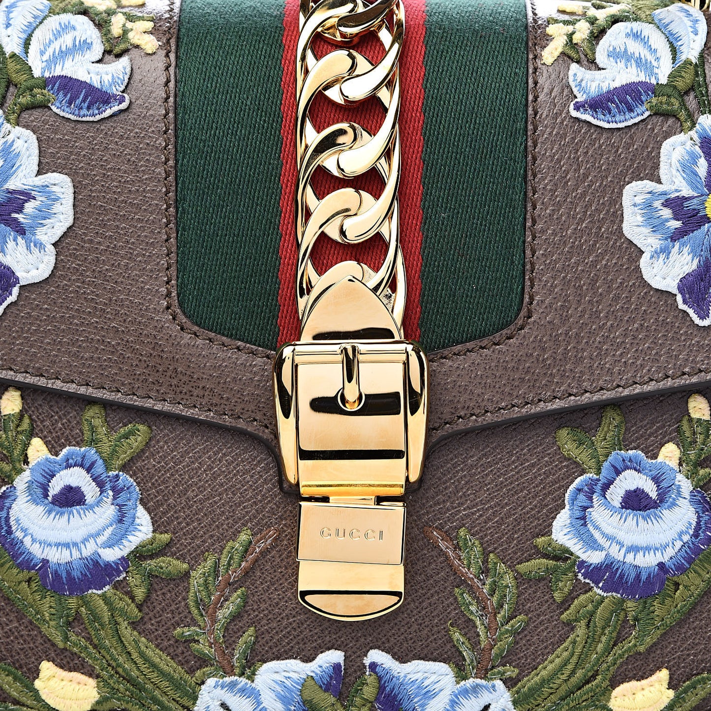 Calfskin Embroidered Medium Sylvie Top Handle Bag New Acero Multicolor
