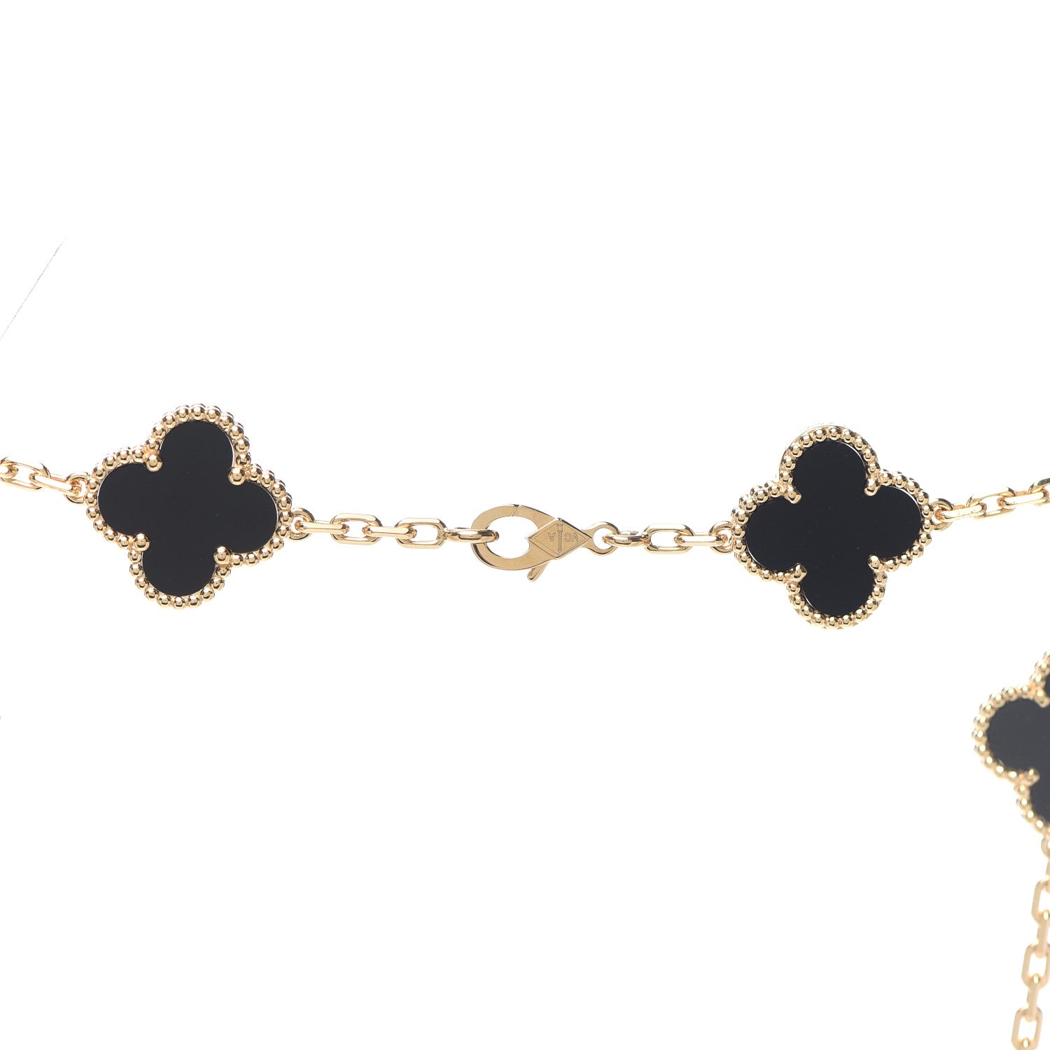 Van Cleef & Arpels 18K Yellow Gold Black Onyx 10 Motifs Vintage Alhambra Necklace 4 of 6