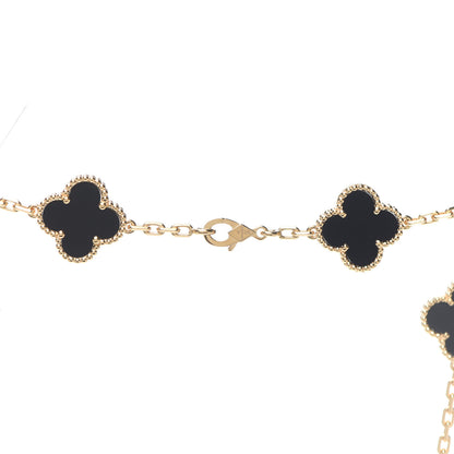 Van Cleef & Arpels 18K Yellow Gold Black Onyx 10 Motifs Vintage Alhambra Necklace 4 of 6
