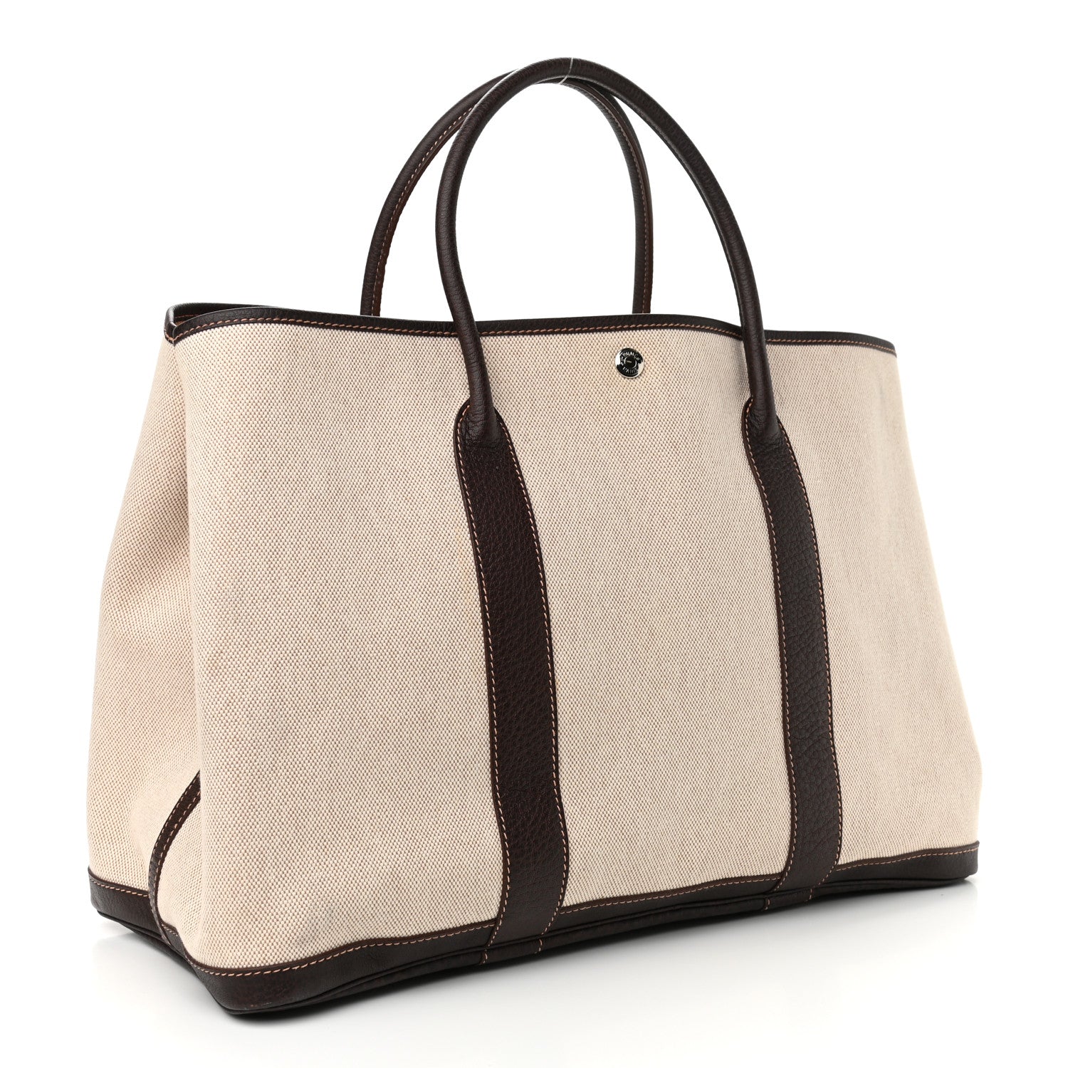Hermes Toile Buffle Gala Garden Party Tote 49 GM Marron Fonce 2 of 15