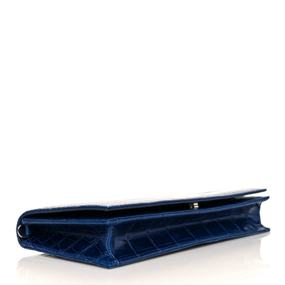 Christian Dior Shiny Crocodile Lady Dior Chain Clutch Blue 4 of 14