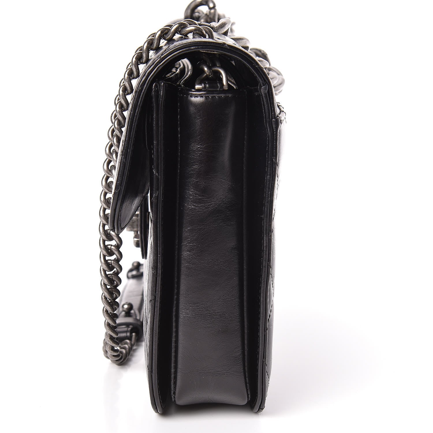 Chanel Glazed Calfskin Quilted Large Perfect Edge Flap Black 8 of 11