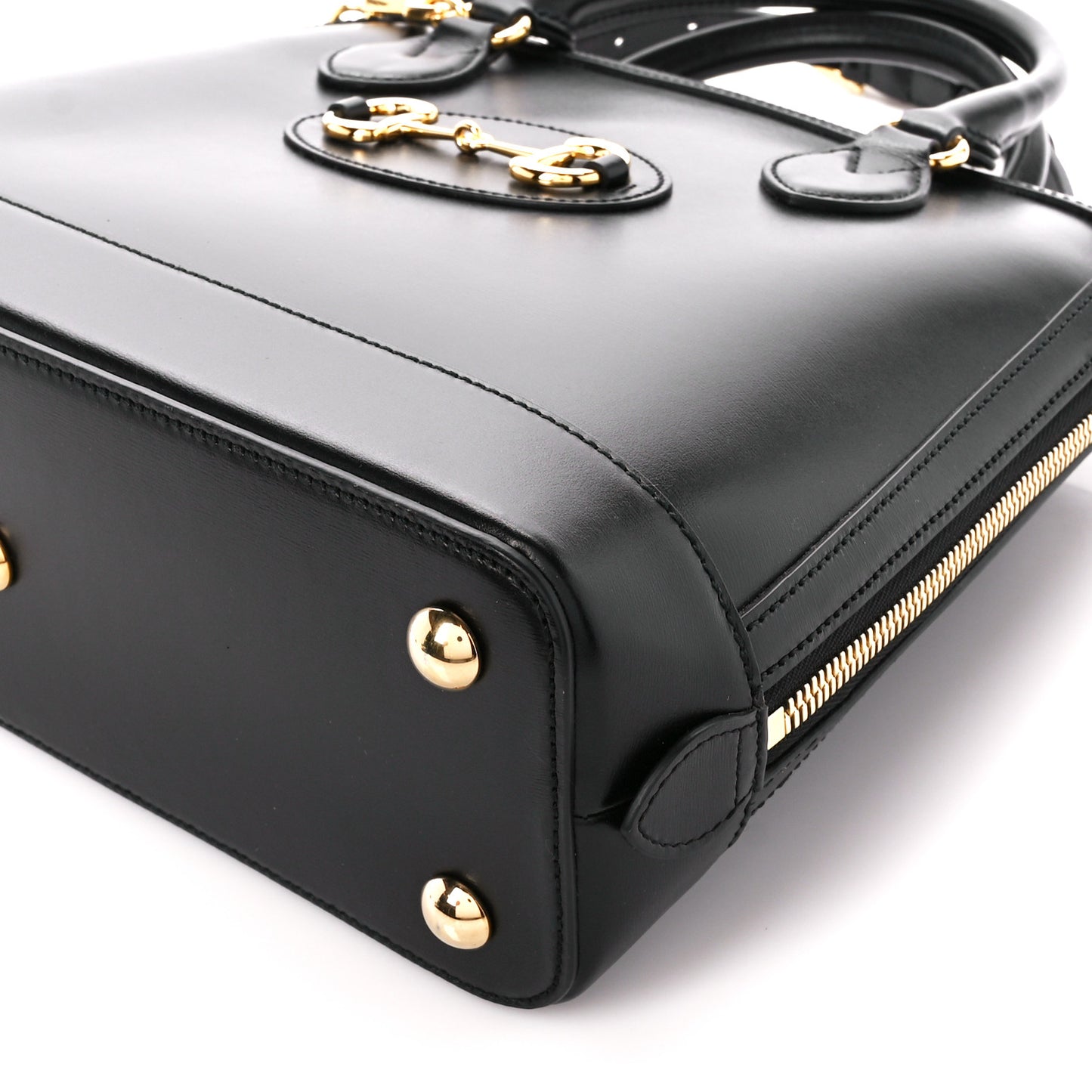 Boarded Plutone Calfskin Horsebit 1955 Top Handle Bag Black