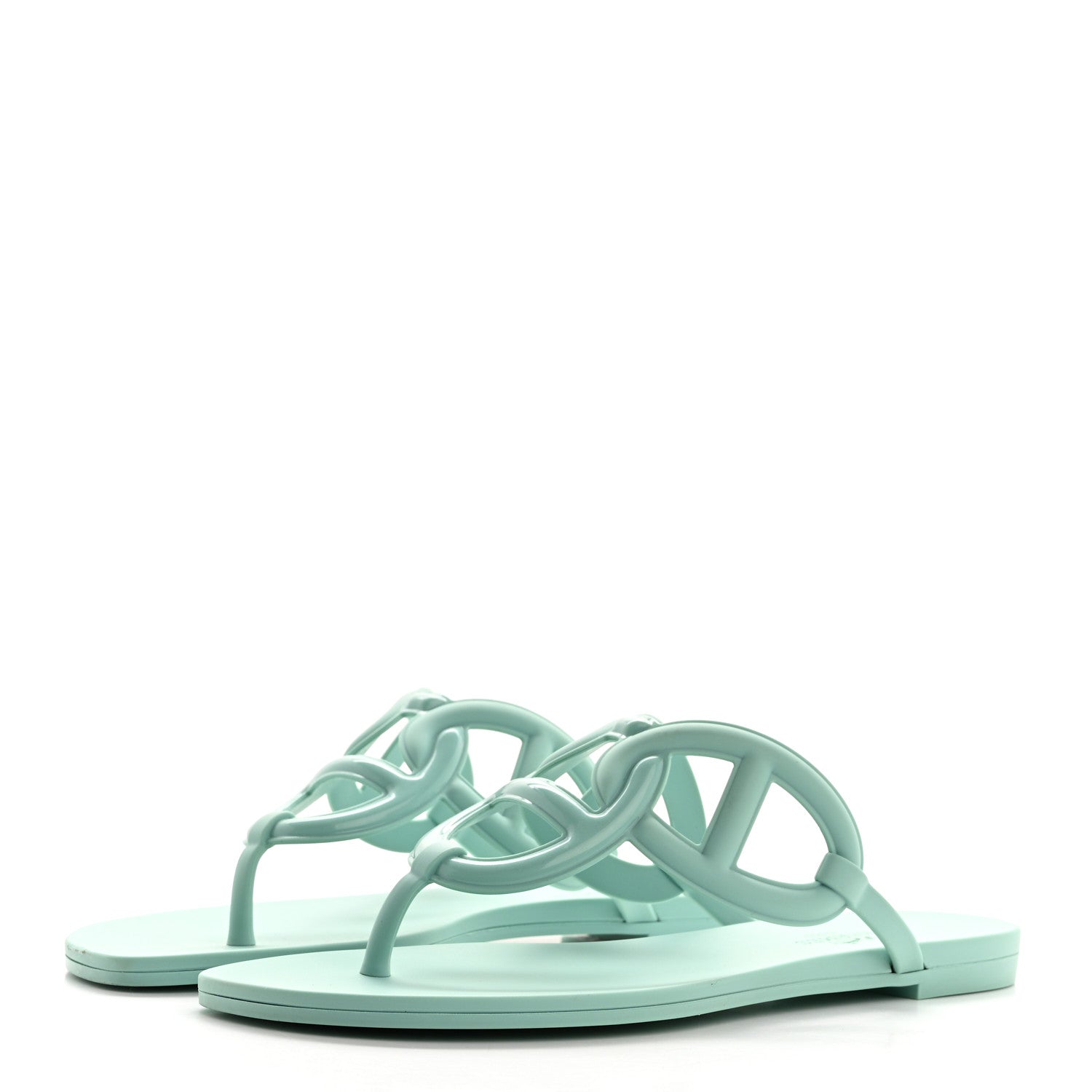 Hermes Rubber Womens Egerie Sandals 37 Vert Embrun 3 of 9