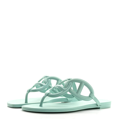 Hermes Rubber Womens Egerie Sandals 37 Vert Embrun 3 of 9