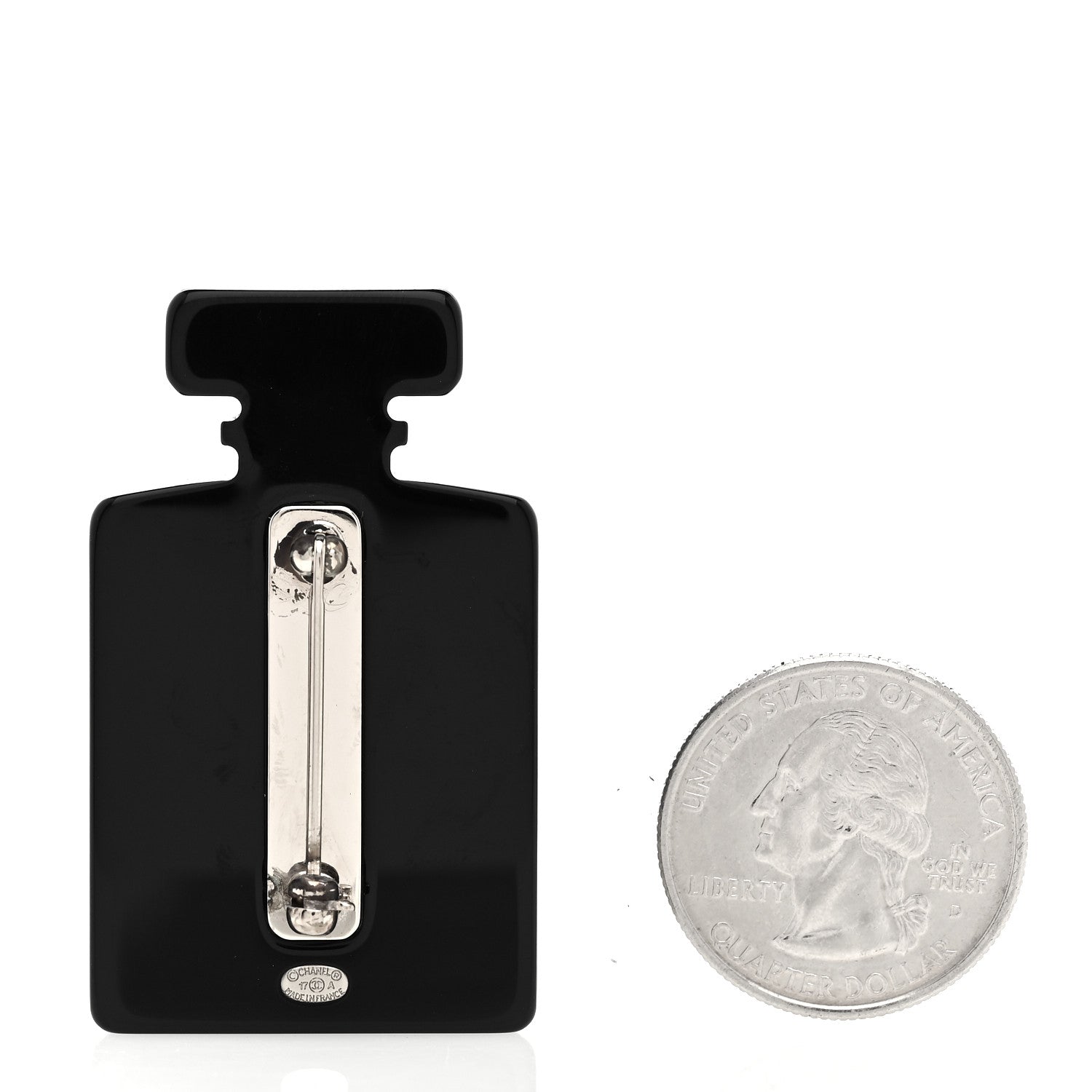 Chanel Resin Strass Perfume Bottle CC Brooch Black Gold 2 of 4