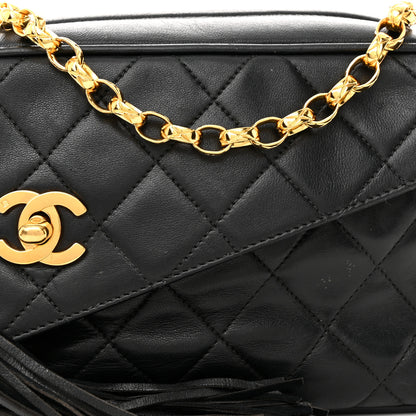 Chanel Lambskin Quilted Tassel Flap Camera Case Black 9 of 11