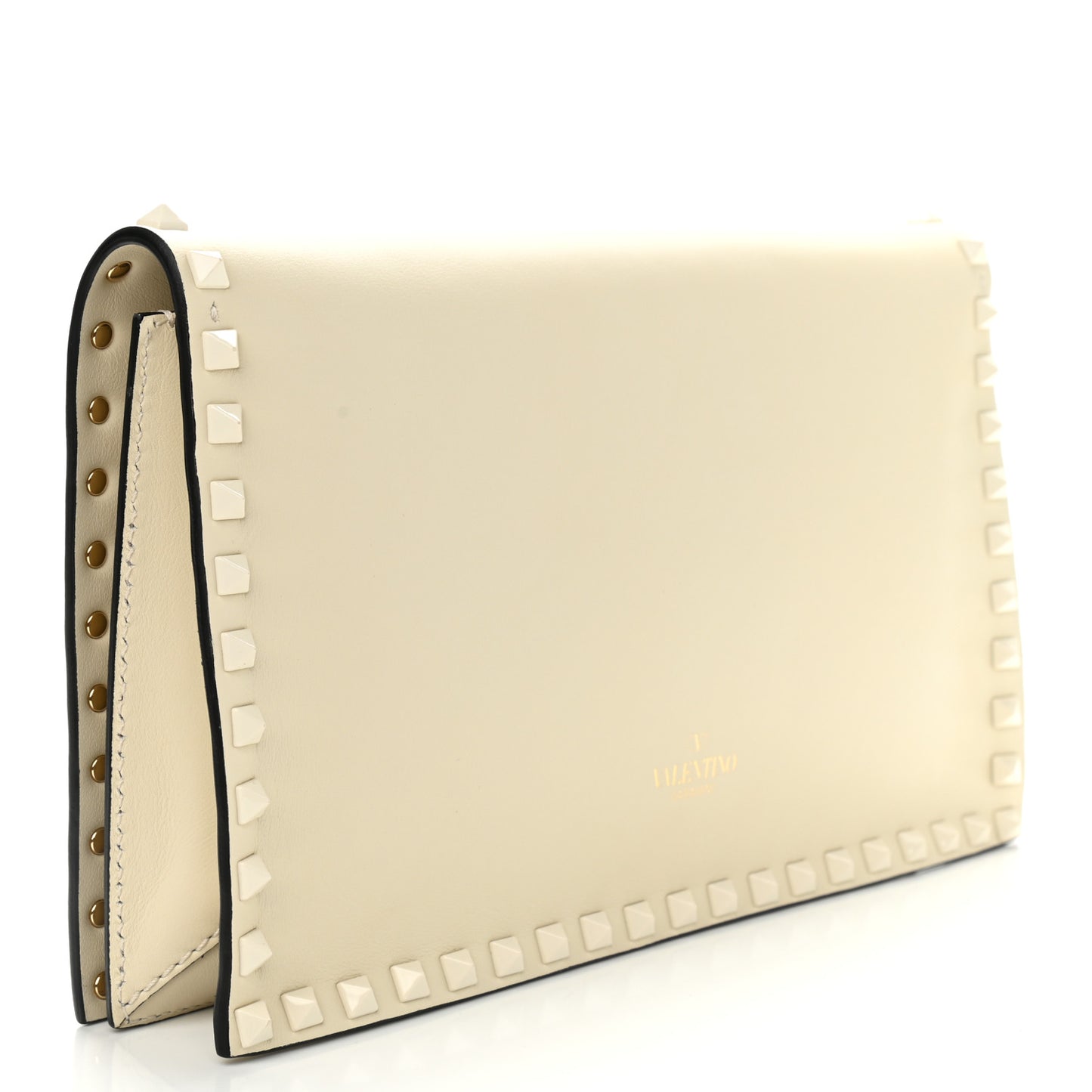 Nappa Rockstud Wristlet Clutch White