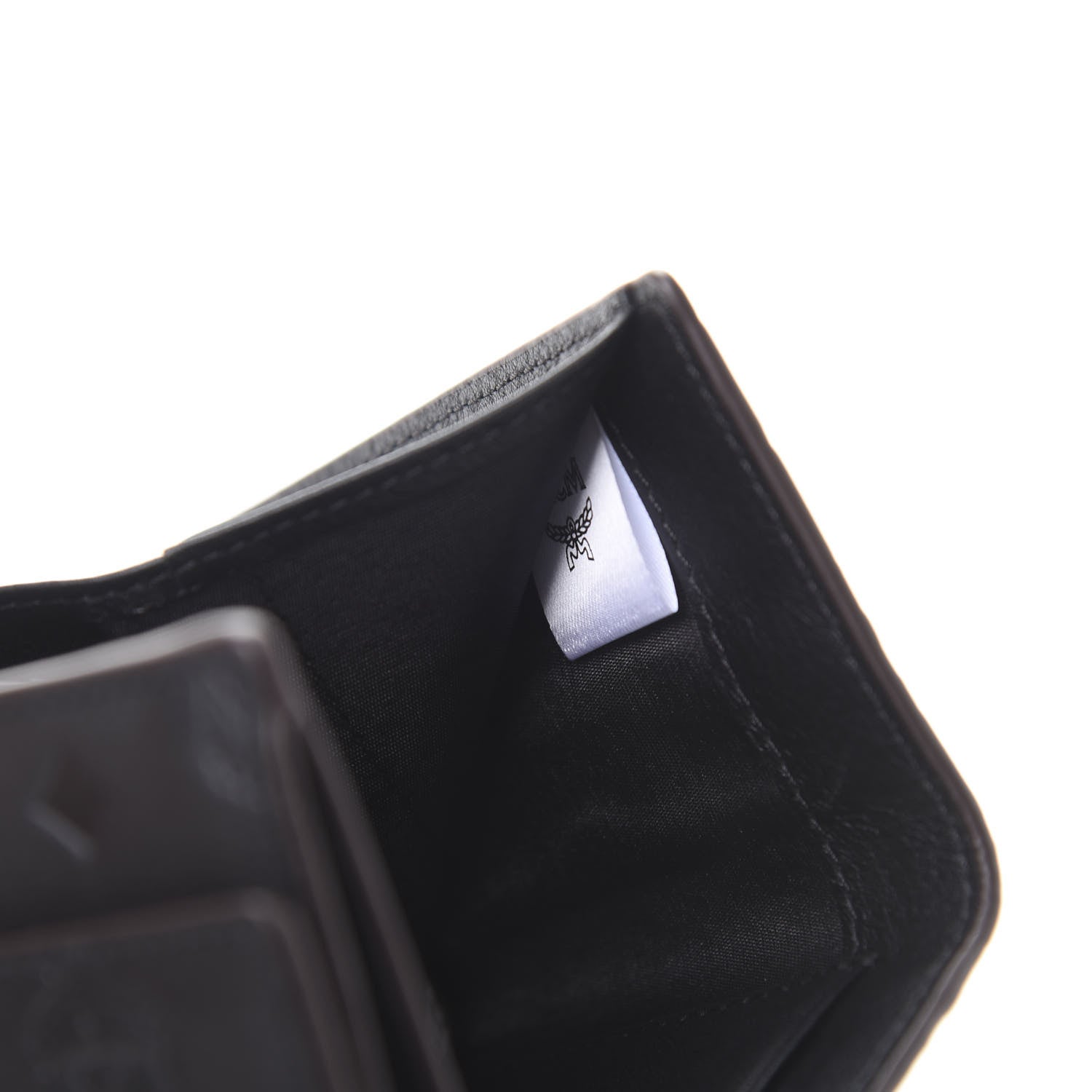 MCM Calfskin Ottomar Monogram Tri-Fold Wallet Black 7 of 8