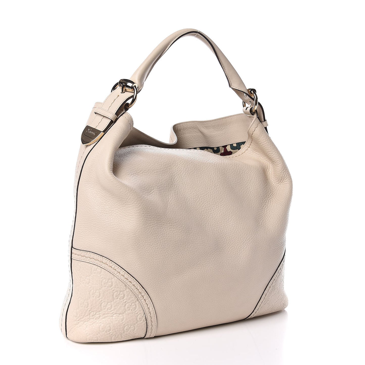 Calfskin Guccissima Trim Large Signoria Hobo Ivory