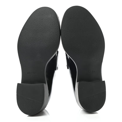 Prada Spazzolato Metal Triangle Logo 50mm Loafers 36 Black 5 of 9