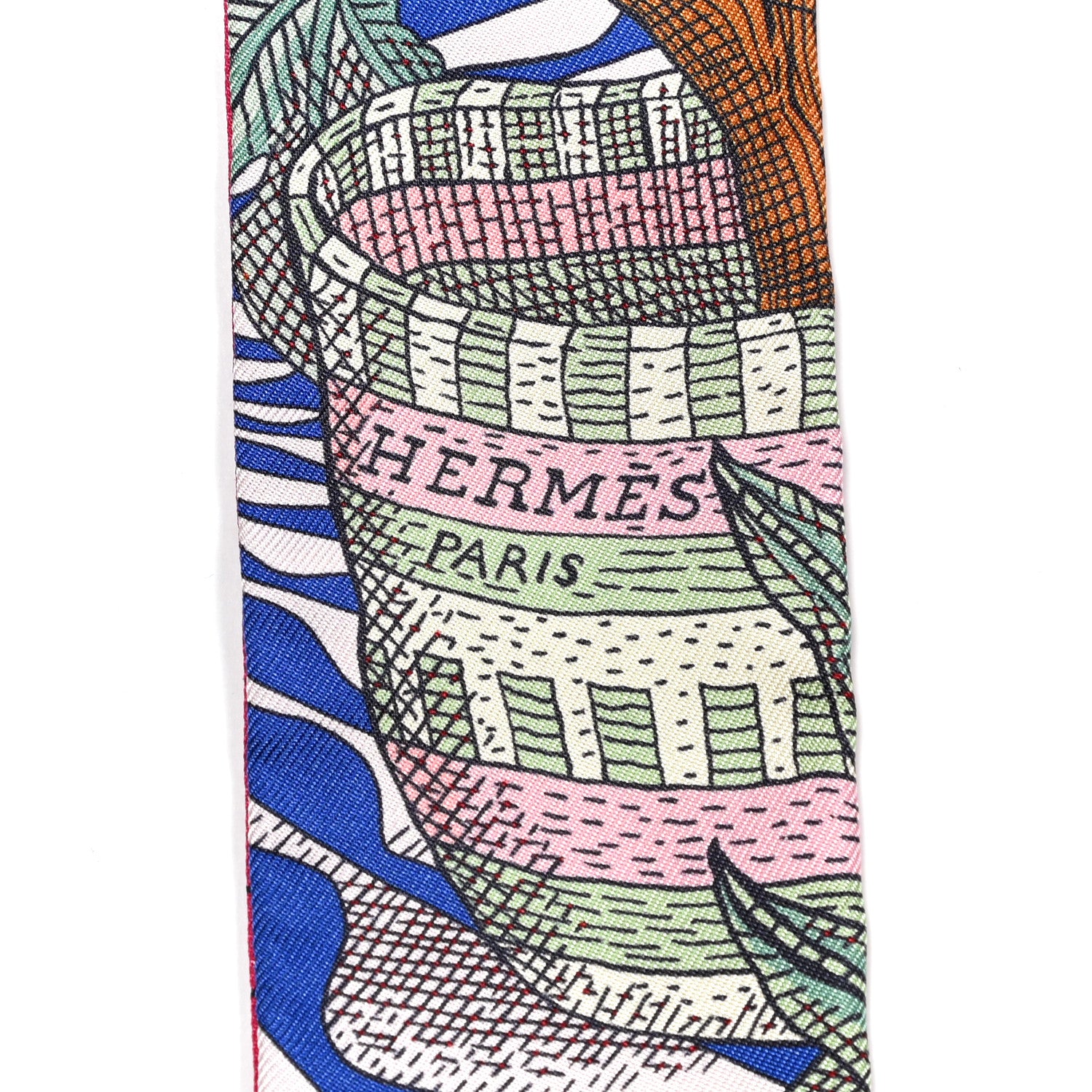 Hermes Silk La Danse Des Amazones Twilly Bleu Roy Vert Jaune 4 of 4