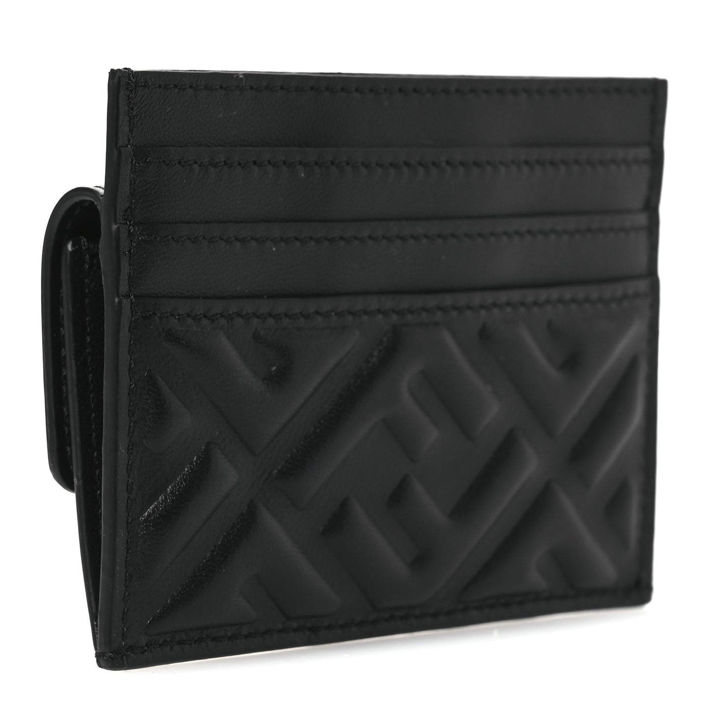 Nappa Matisse FF Diagonal Embossed Fold Over Card Holder Wallet Black