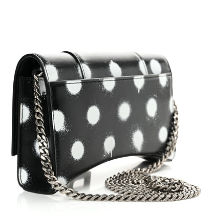 Balenciaga Shiny Box Calfskin Polka Dot Hourglass Chain Bag Black White 3 of 12