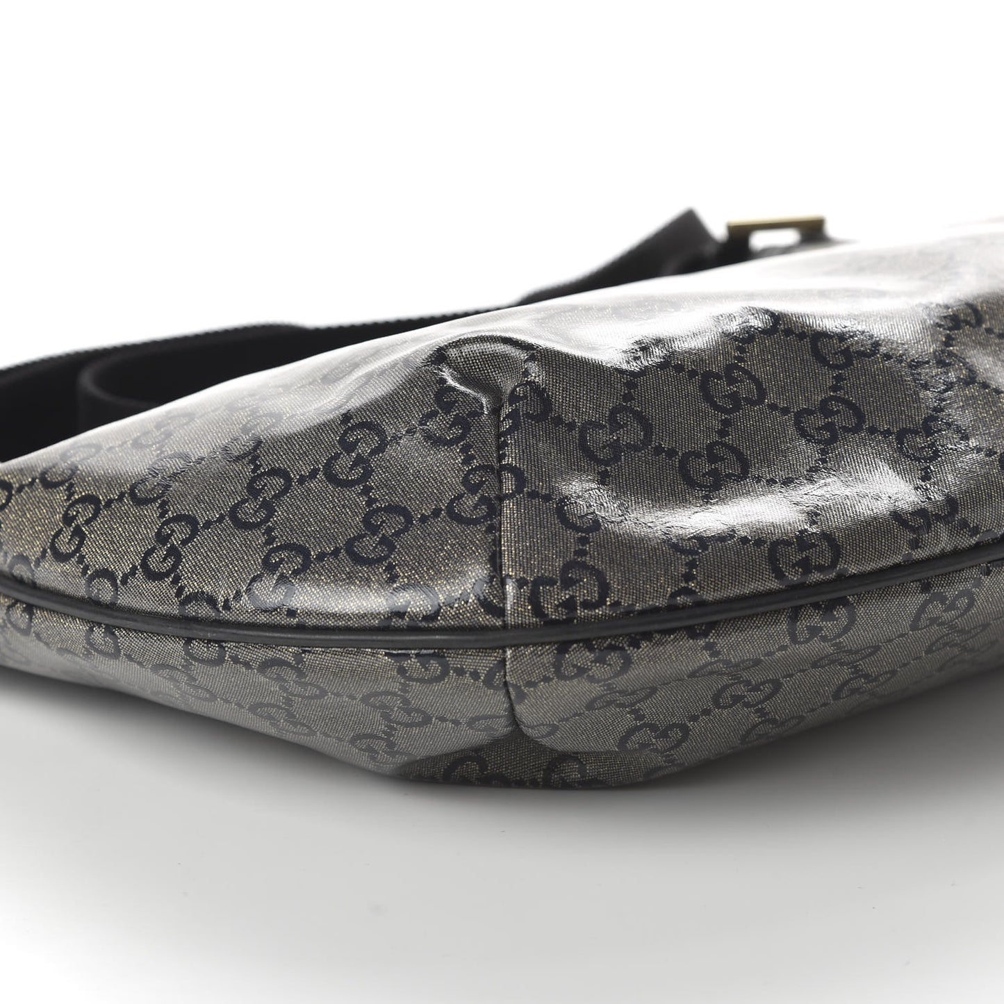 Crystal Monogram Medium Half Moon Hobo Black