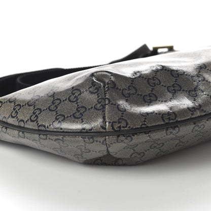 Gucci Crystal Monogram Medium Half Moon Hobo Black 6 of 10