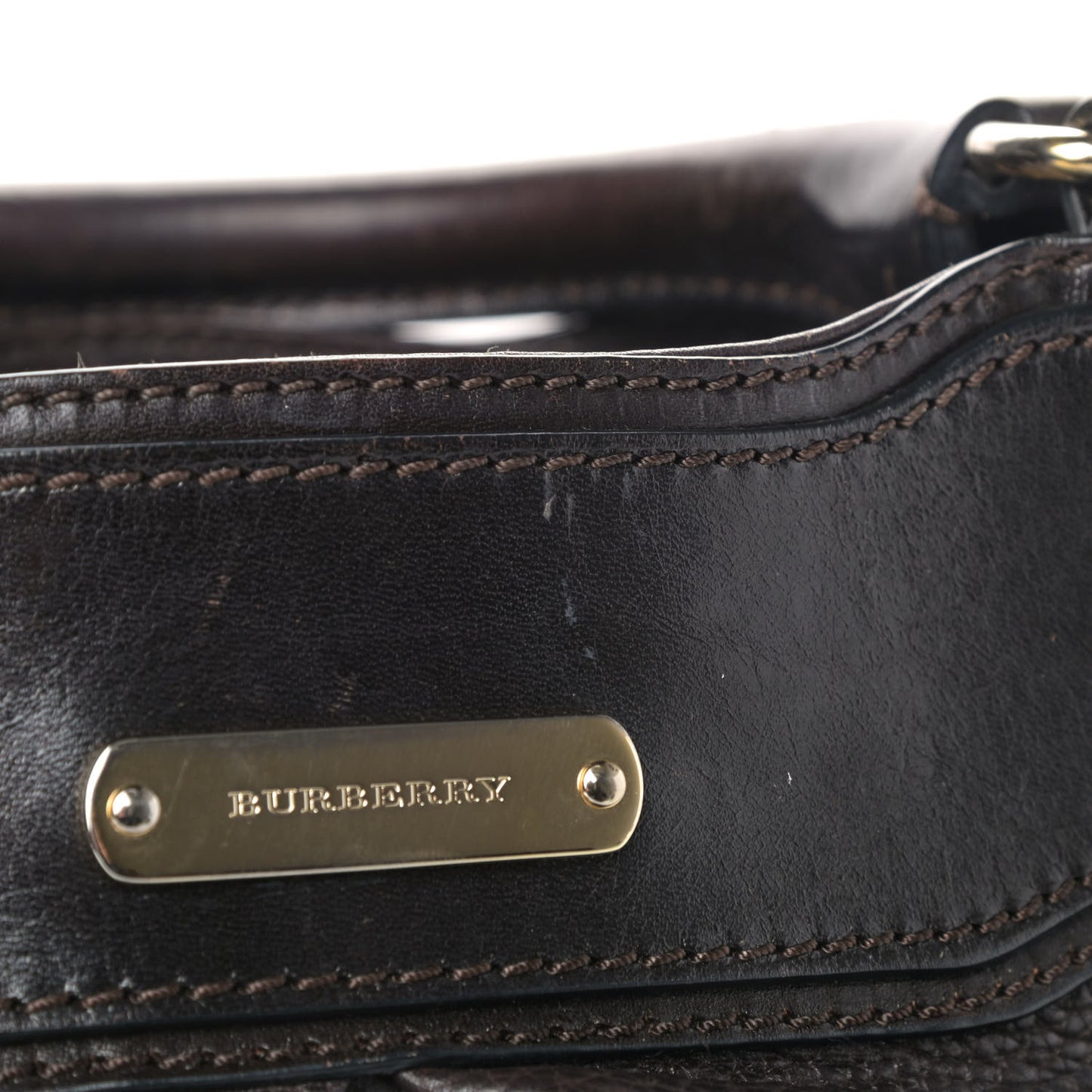 Grainy Calfskin Shoulder Bag Dark Chocolate