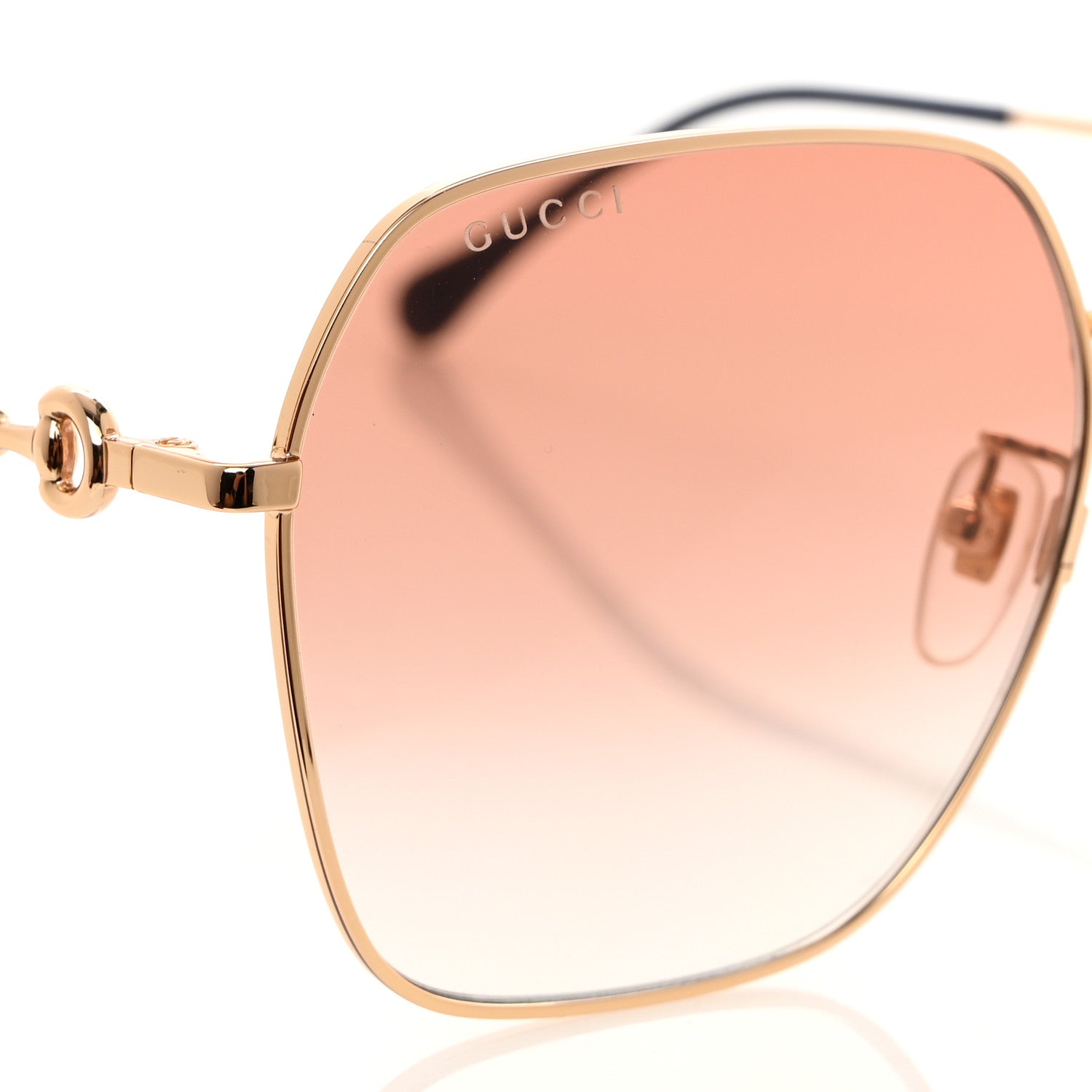 Gucci Metal Horsebit Square Sunglasses GG0882SA Gold 7 of 7