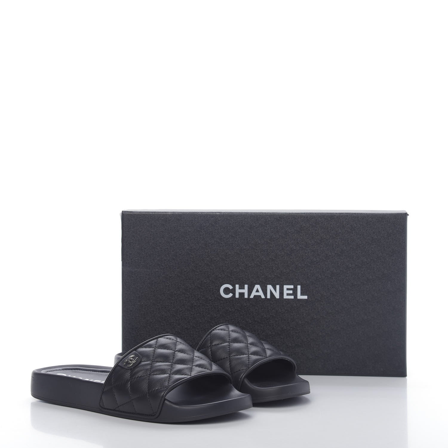 Chanel Lambskin Quilted CC Mules Sandals 39 Black 9 of 9