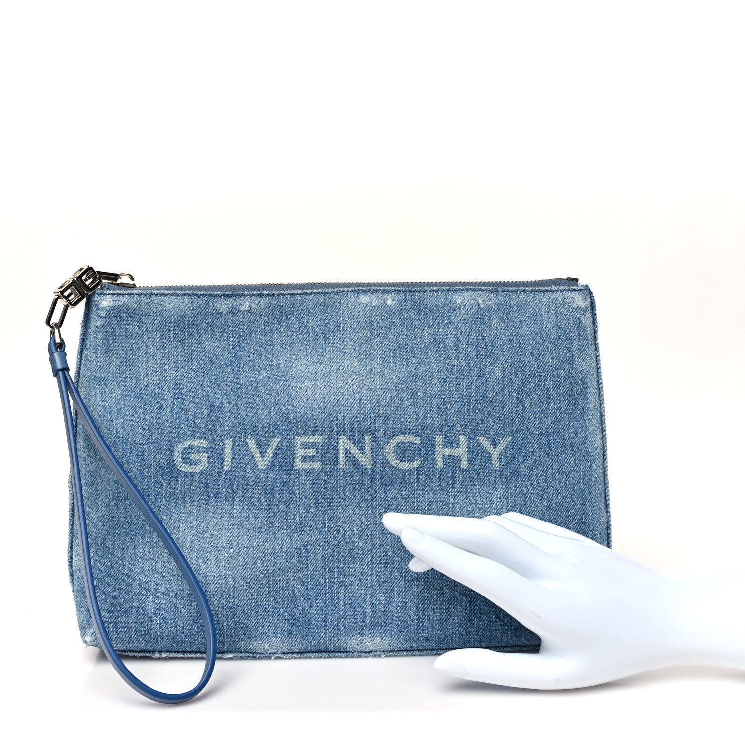 Givenchy Denim Travel Pouch Wristlet Blue 2 of 9