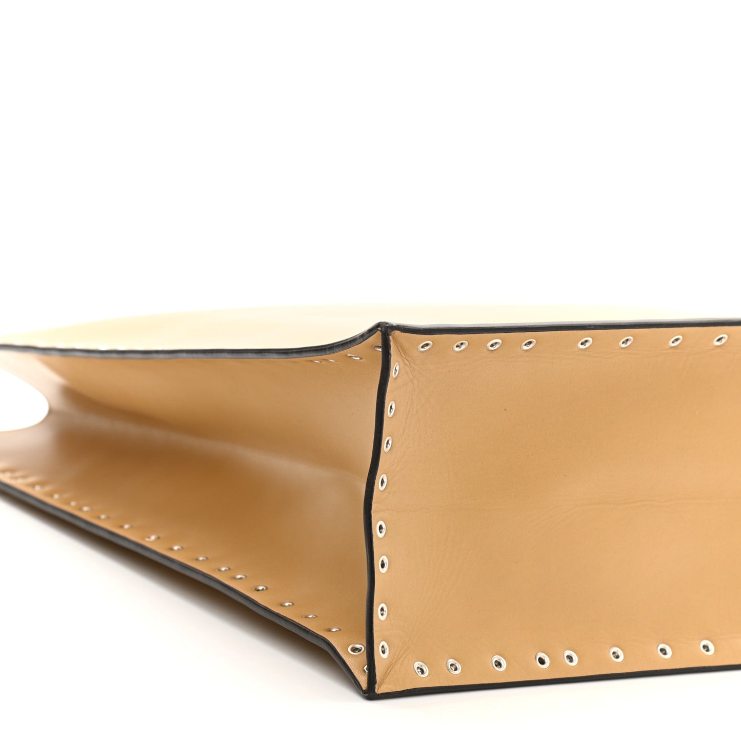 Satinated Natural Calfskin Large Studs Vertical Cabas Sand