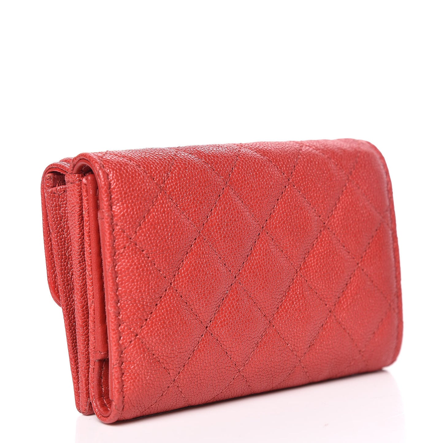 Caviar Quilted Small Boy Flap Wallet Red