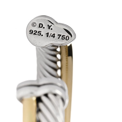 David Yurman Sterling Silver 18K Yellow Gold 5mm Crossover Cuff Bracelet 3 of 4