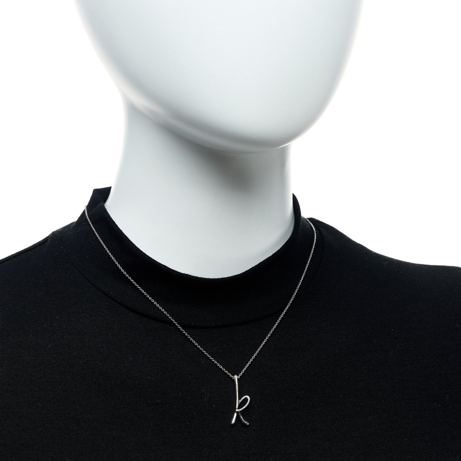Tiffany Sterling Silver Elsa Peretti Letter K Pendant Necklace 2 of 5