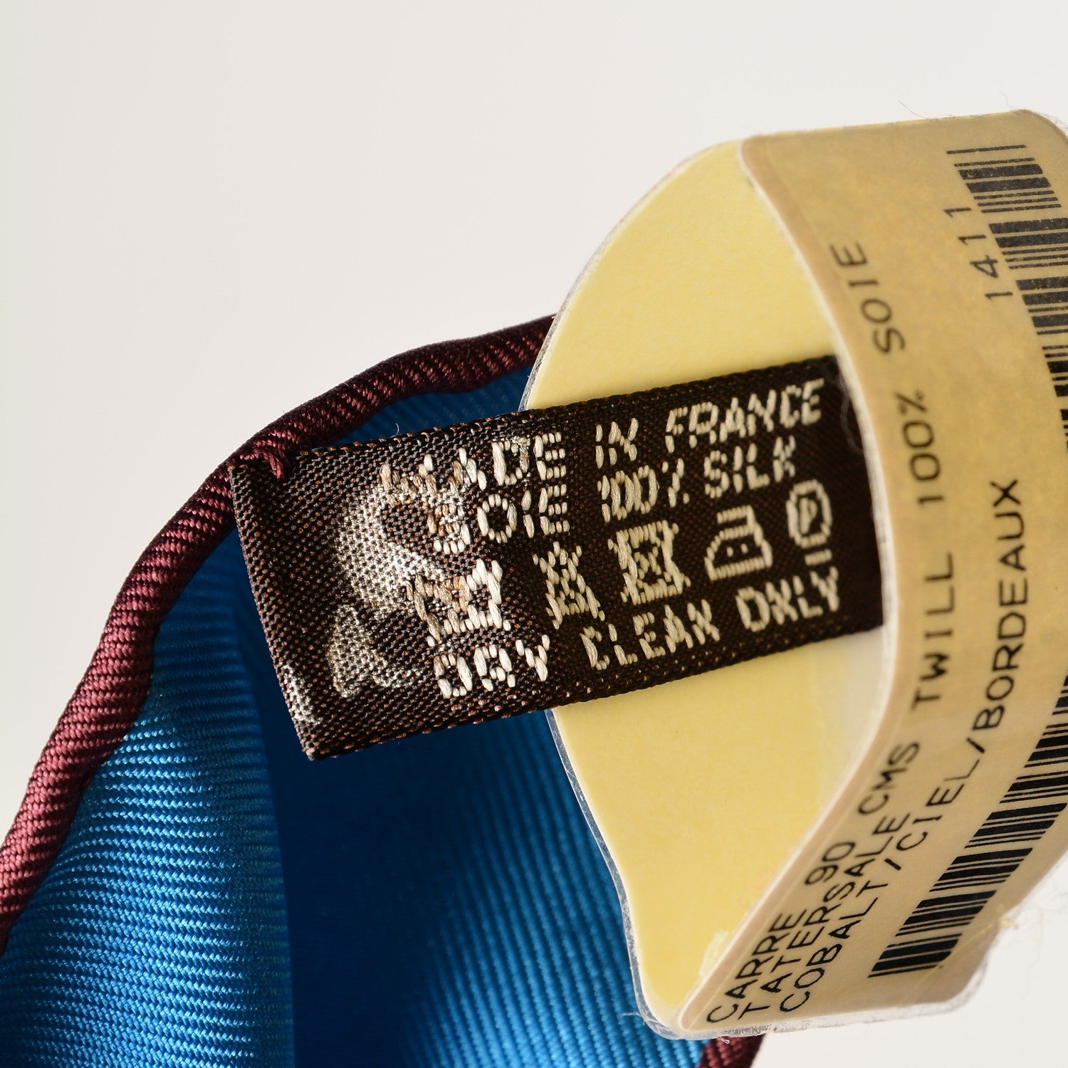 Hermes Silk Tatersale Scarf 90 Cobalt Ciel Bordeaux 5 of 5
