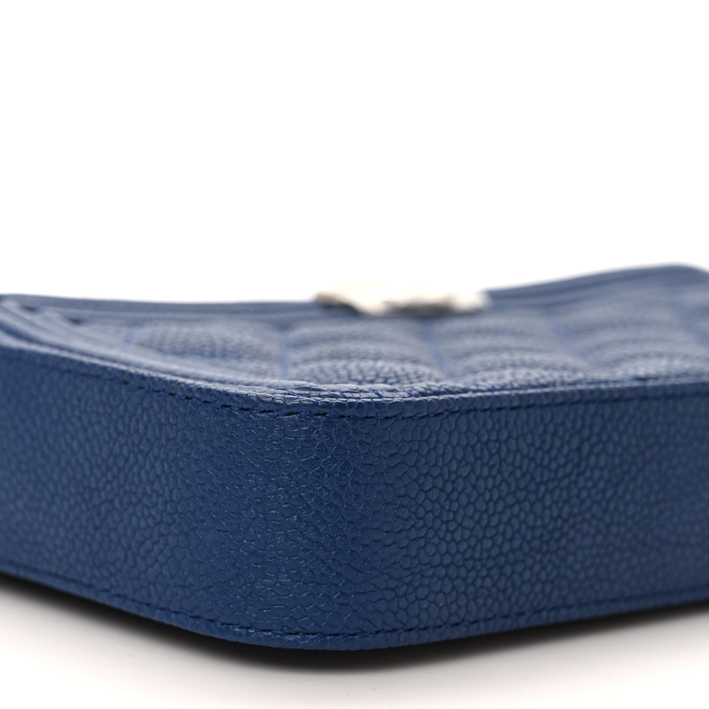 Caviar Quilted Small Boy Clutch With Chain Blue