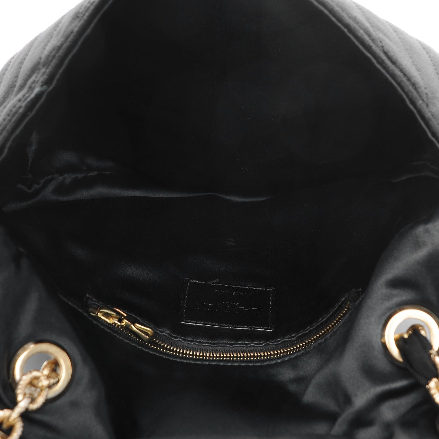 Velvet Quilted Medium Happy Shoulder Bag Black