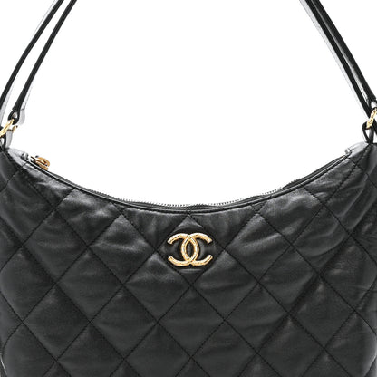 Chanel Lambskin Quilted Maxi Hobo Black 8 of 11