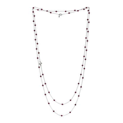 David Yurman Sterling Silver Garnet Bead Chain Necklace 60" 3 of 4