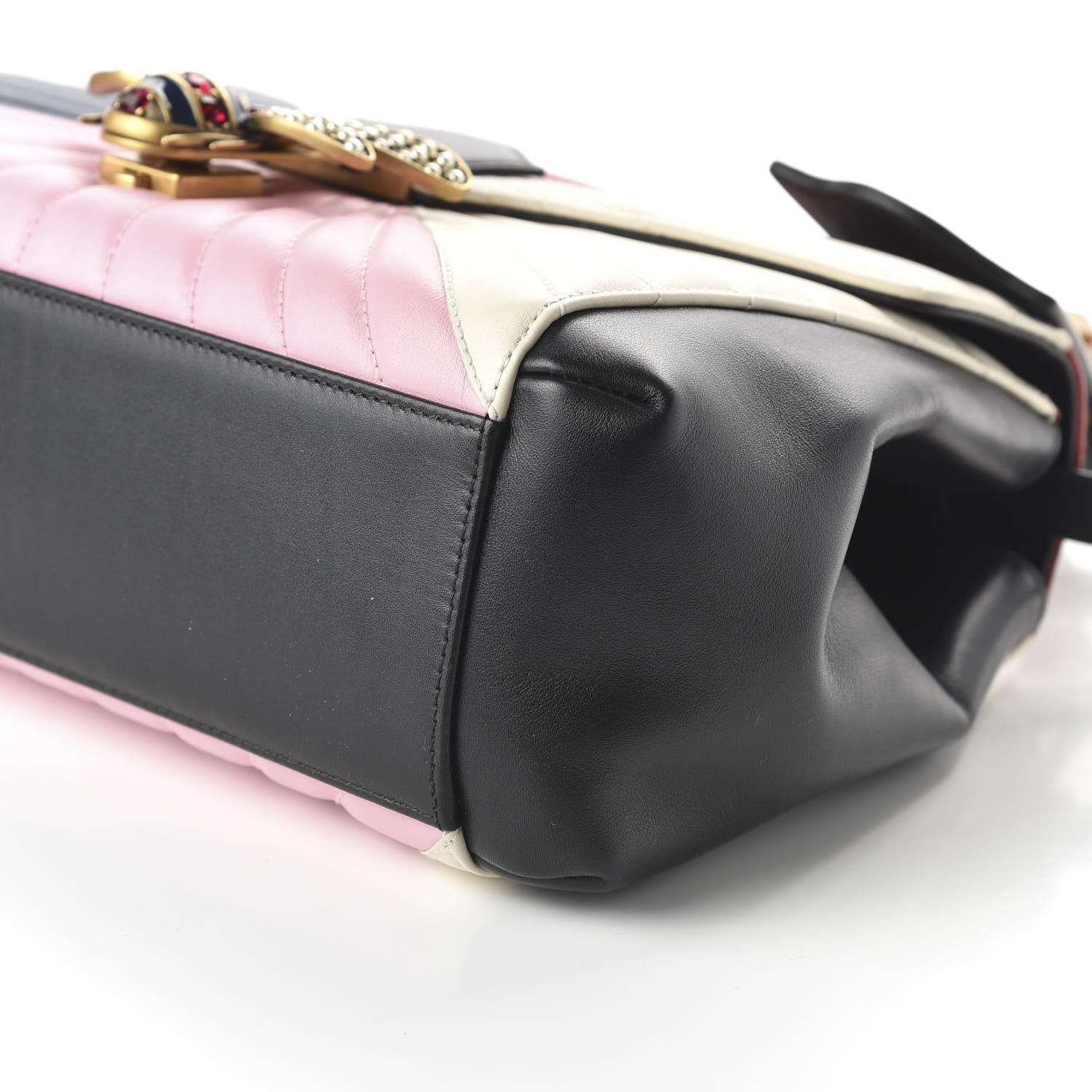 Gucci Calfskin Bamboo Trapuntata Queen Margaret Top Handle Bag Blue Agata Hibiscus Red Mystic White Sugar Pink 8 of 11
