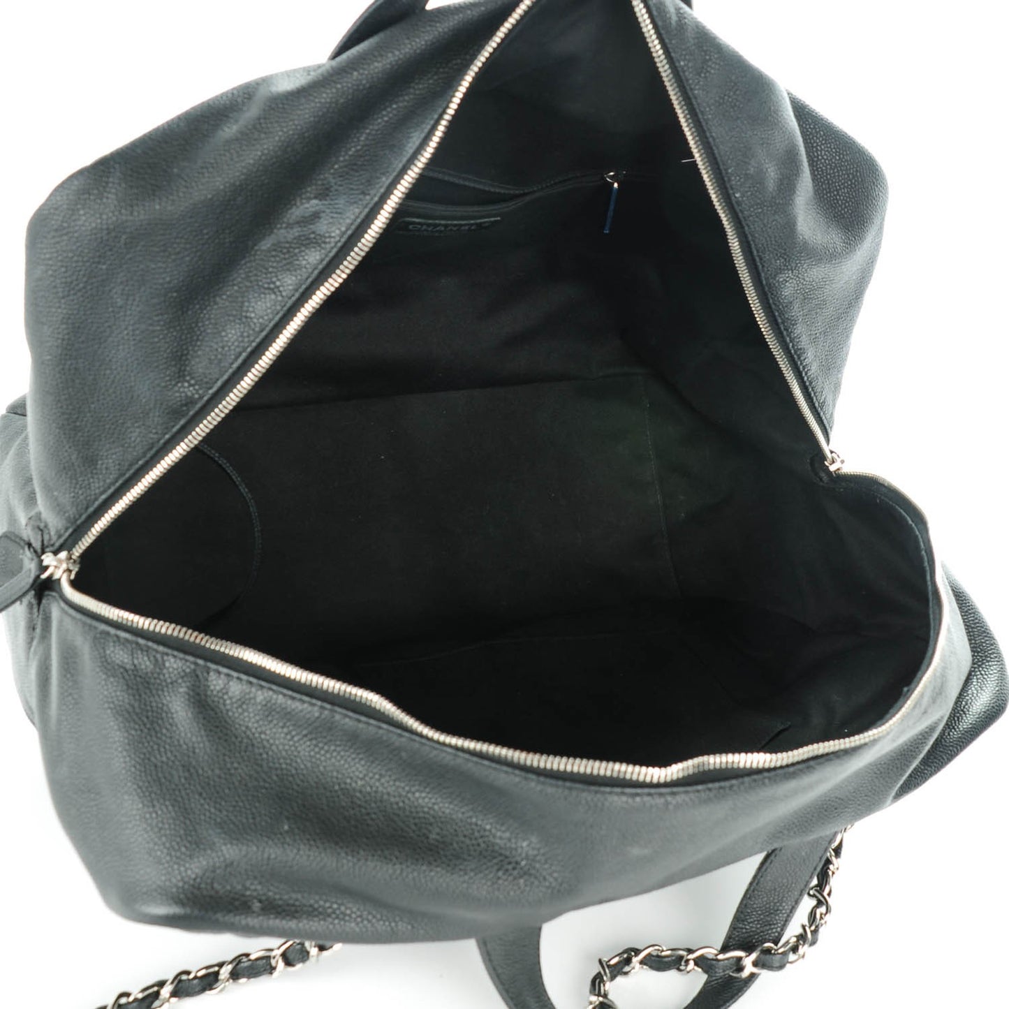 Caviar Quilted Travel Flap Tote Black