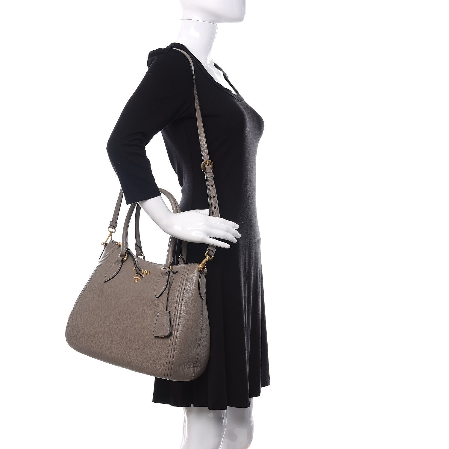 Prada Vitello Phenix Shoulder Bag Argilla 2 of 12