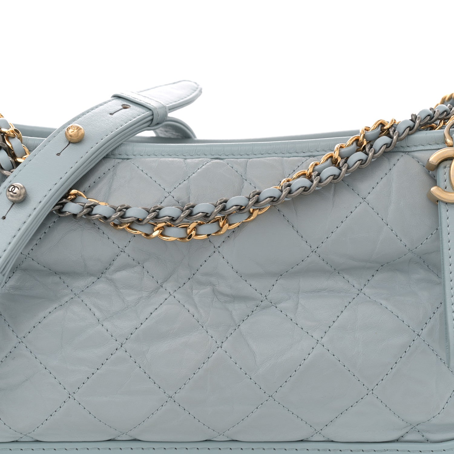 Chanel Aged Calfskin Quilted Medium Gabrielle Hobo Light Blue 8 of 13
