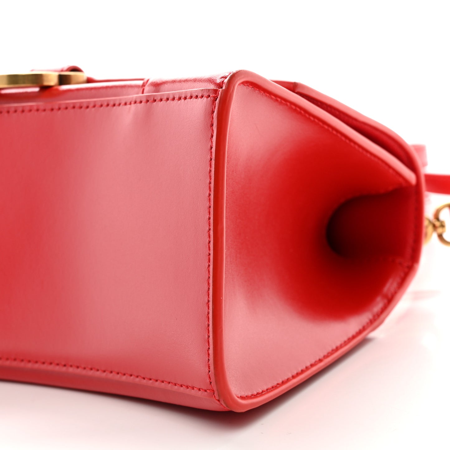 Shiny Box Calfskin Small Hourglass Top Handle Bag Bright Red