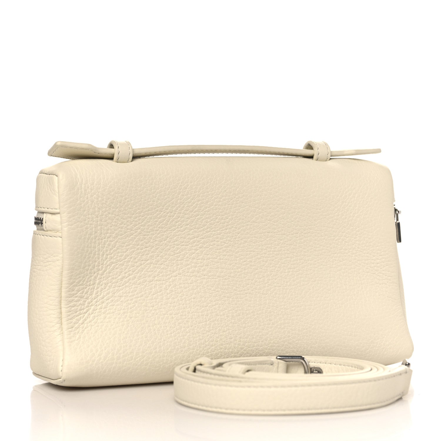 Loro Piana Grained Calfskin L19 Extra Pocket Pouch Whisper White 3 of 10