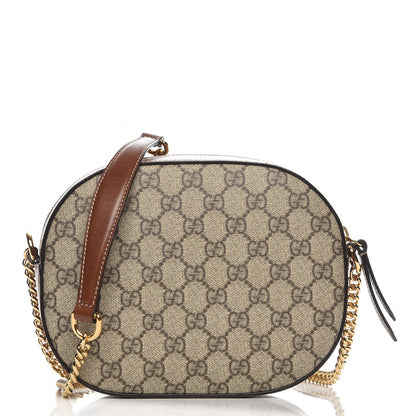 Gucci GG Supreme Monogram Cuoio Toscano Mini Chain Shoulder Bag Beige Ebony Cuir 1 of 9