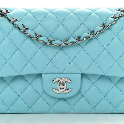 Chanel Lambskin Quilted Medium Double Flap Light Blue 8 of 12
