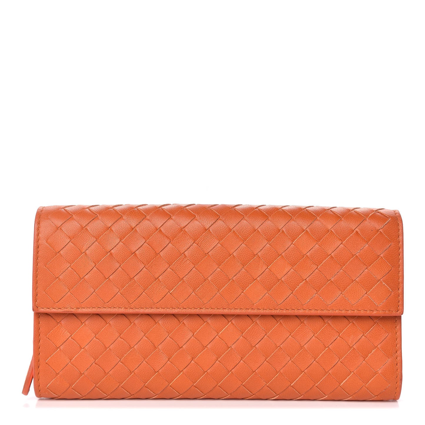 Nappa Intrecciato Continental Flap Wallet Tangerine