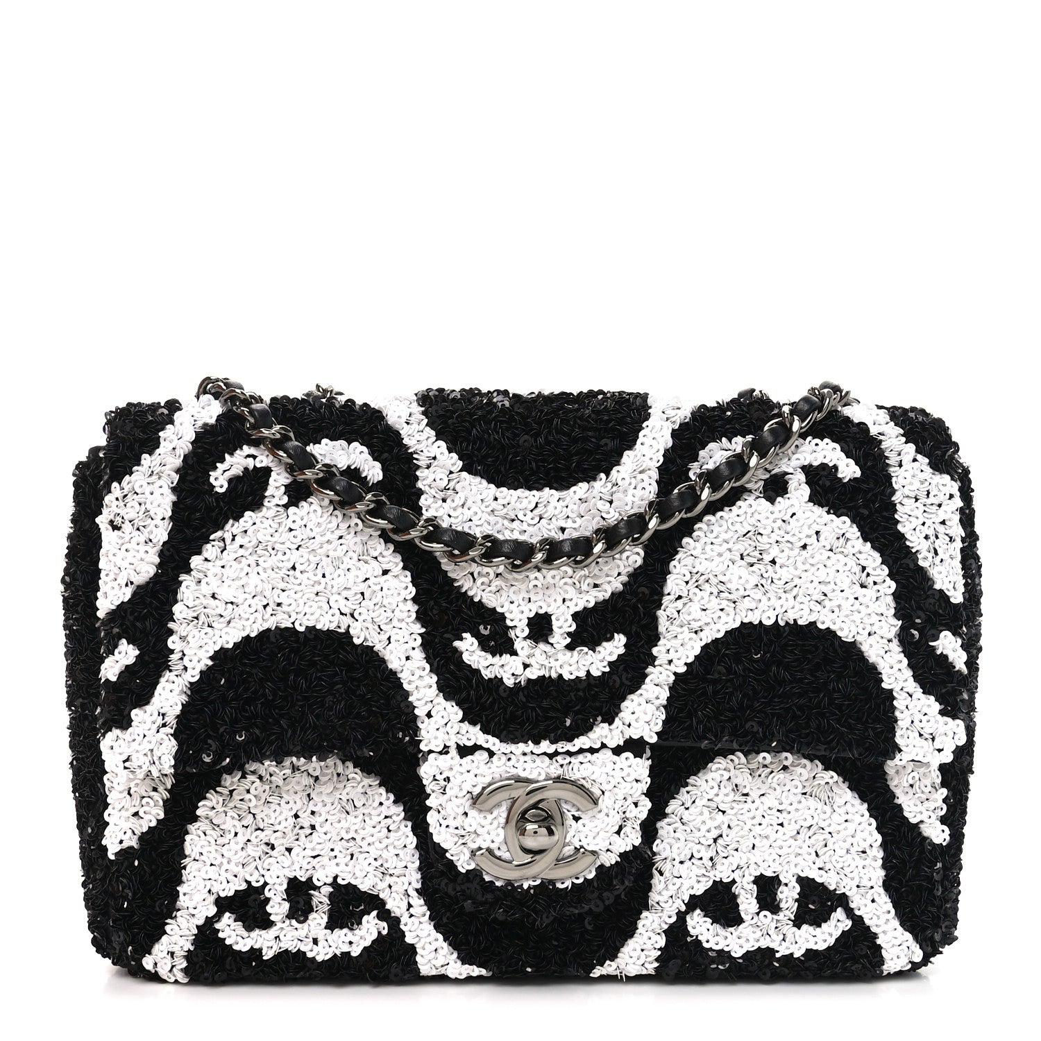 Chanel Sequin Mini Rectangular Flap Black White 1 of 11