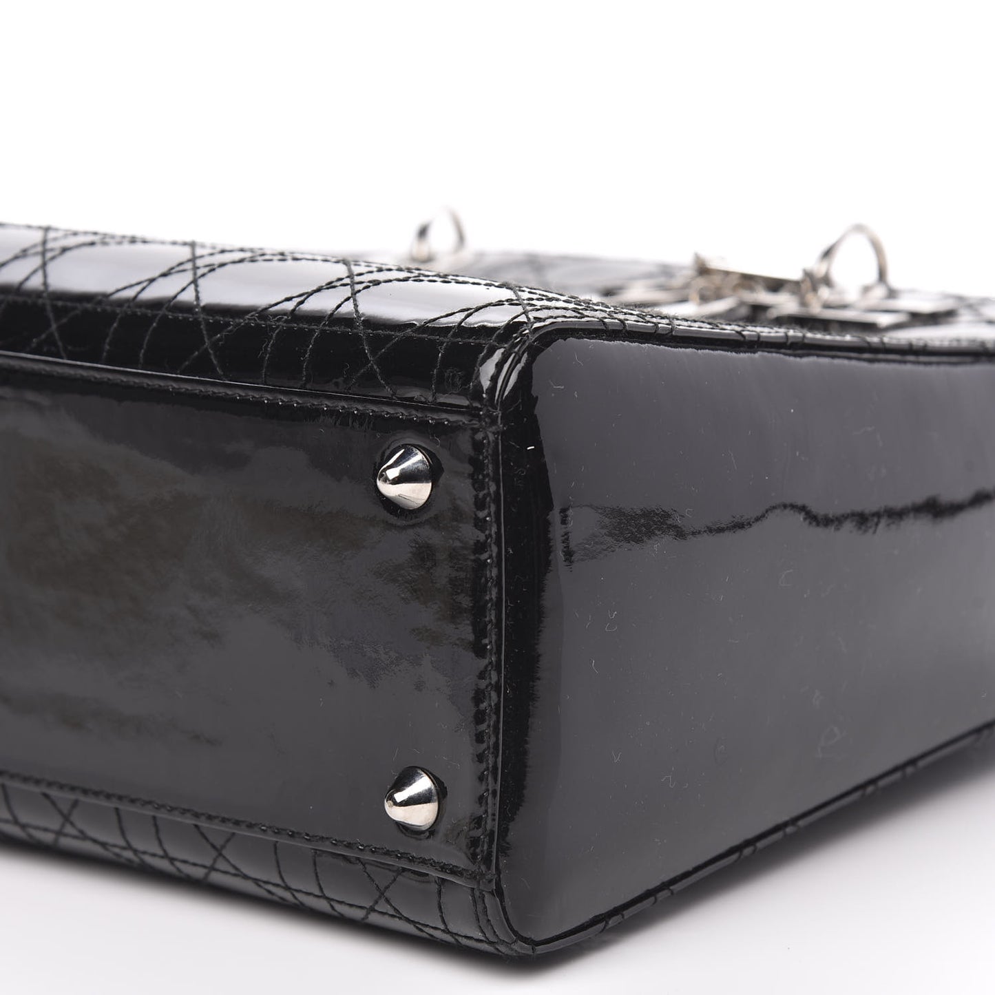 Patent Cannage Stitched Large Lady Dior Black