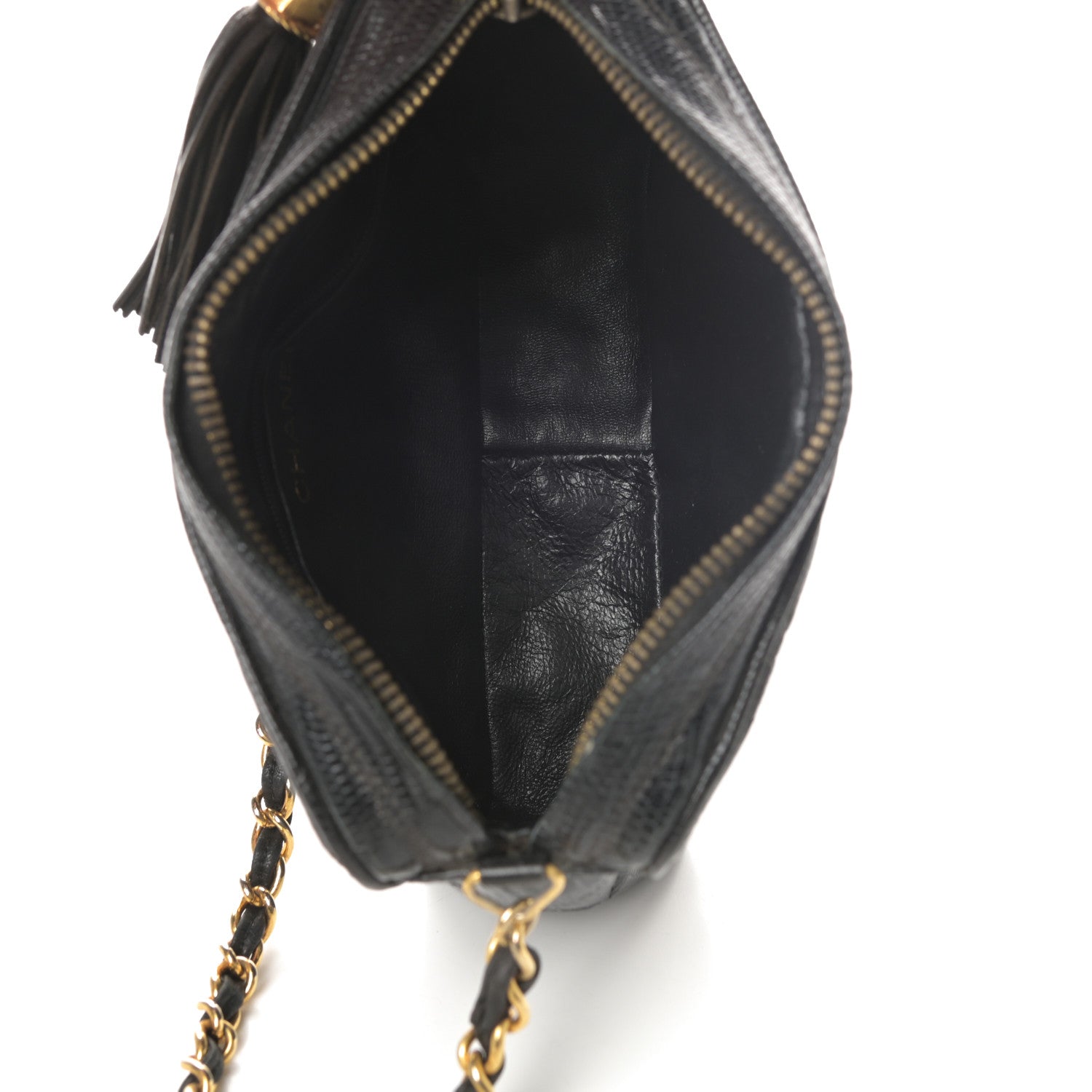 Chanel Lizard Quilted Small Tassel Camera Case Black 5 of 13
