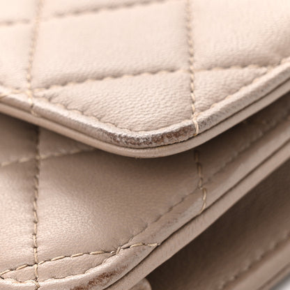 Chanel Lambskin Quilted Wallet On Chain WOC Taupe 23 of 28