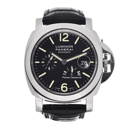 Panerai Stainless Steel Alligator 44mm Luminor 3 Day Power Reserve Automatic Watch Black PAM01090 1 of 7