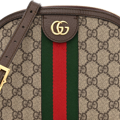 Gucci GG Supreme Monogram Textured Dollar Calfskin Web Small Ophidia Dome Shoulder Bag Beige Ebony New Acero 11 of 15
