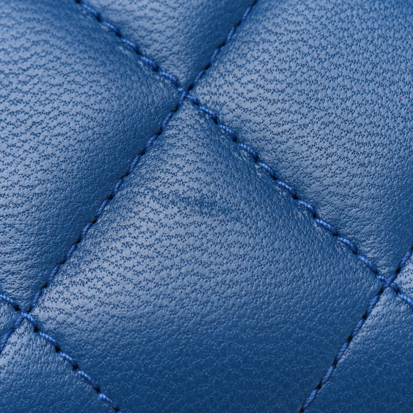Lambskin Quilted Zip Around Coin Purse Wallet Blue