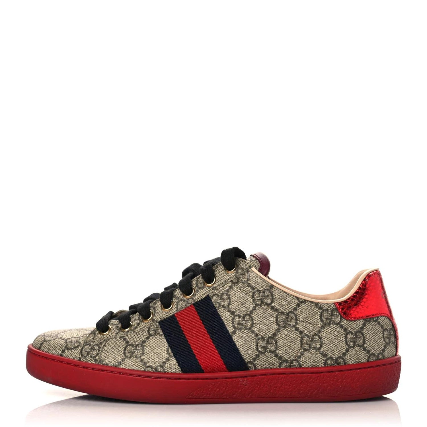 Gucci GG Supreme Monogram Womens Ace Low-Top Sneaker 37.5 Beige 1 of 9